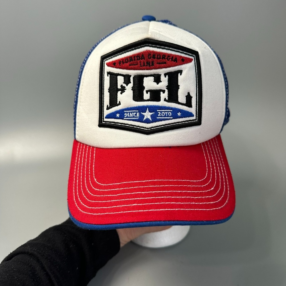 Florida‎ Georgia Line FGL Trucker Hat Red White Blue Snapback Mesh Concert Cap